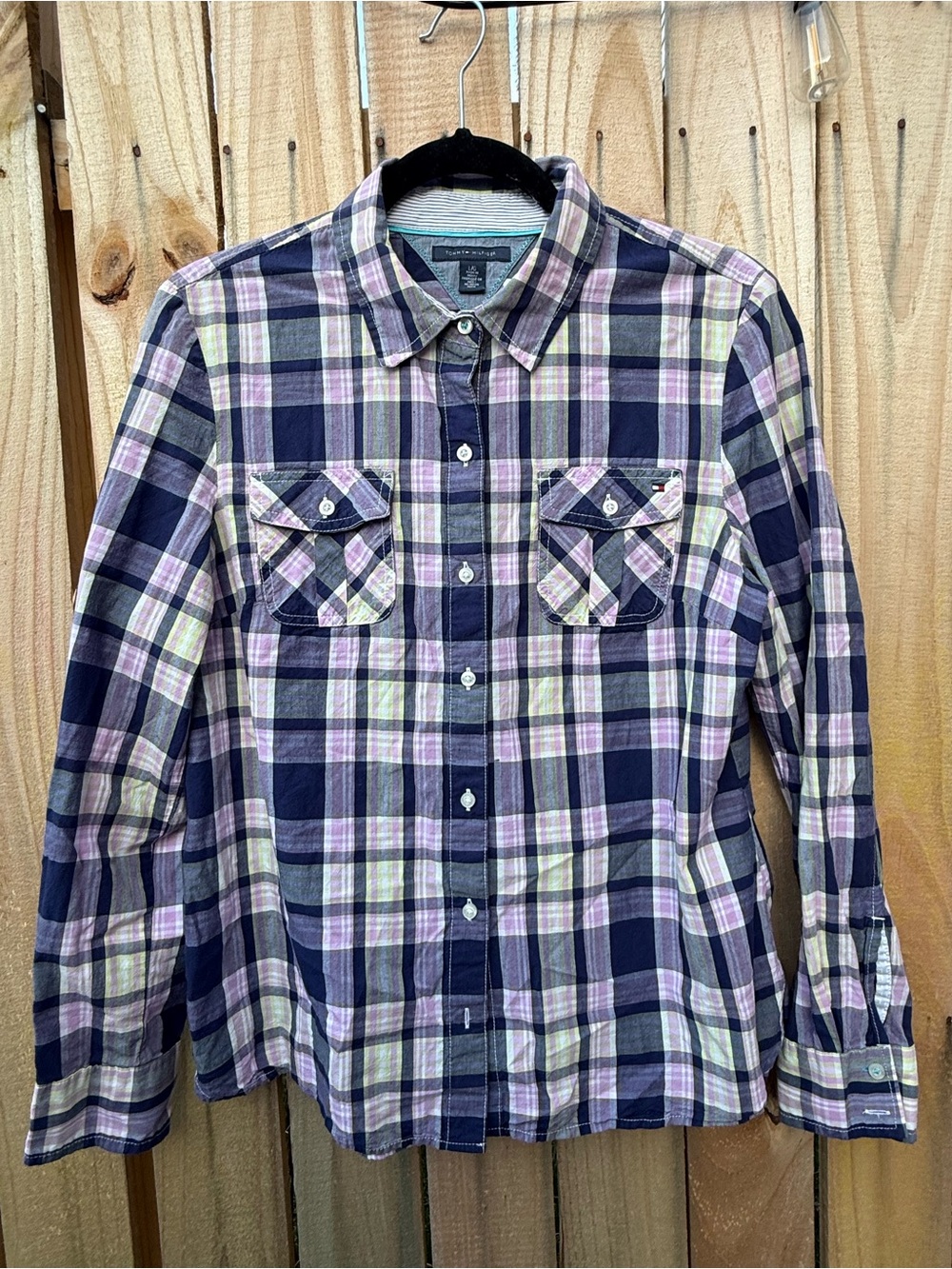 Tommy Hilfiger Plaid Button-Down Shirt in Navy & Lavender